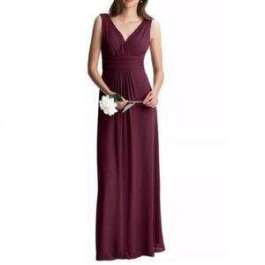 #LEVKOFF Deep Red (Wine) V-Neck A-Line Long Dress